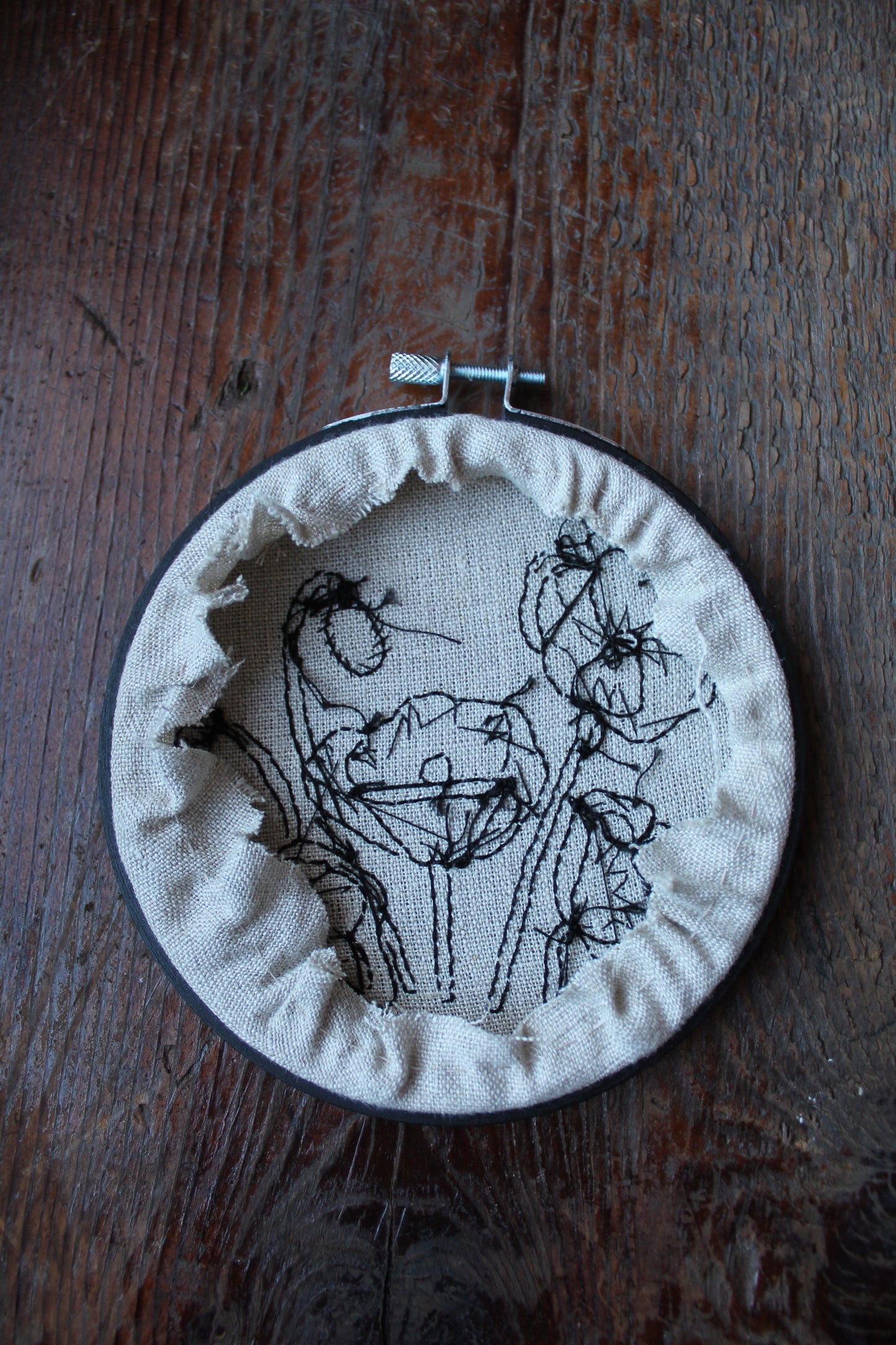 poppies embroidery, back hoop art