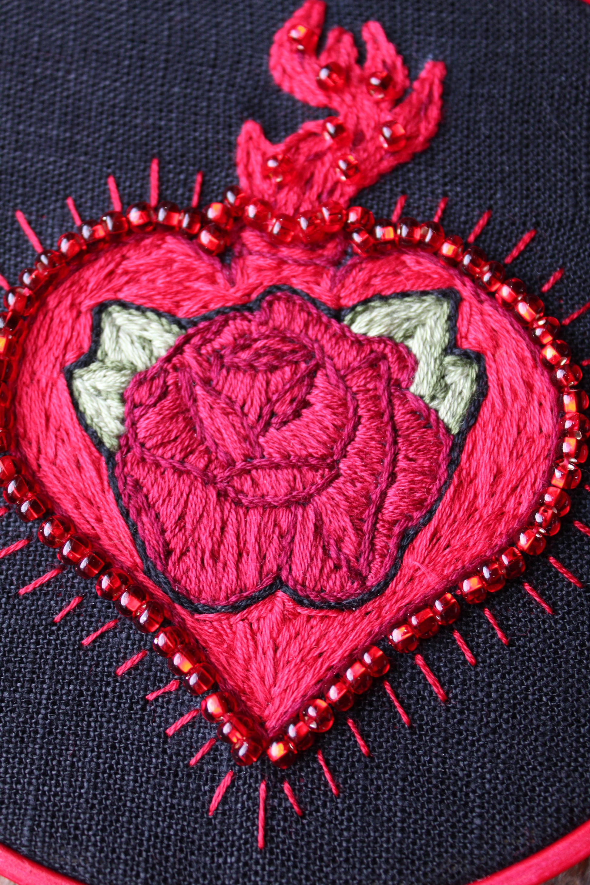 poppies embroidery, close up  hoop art