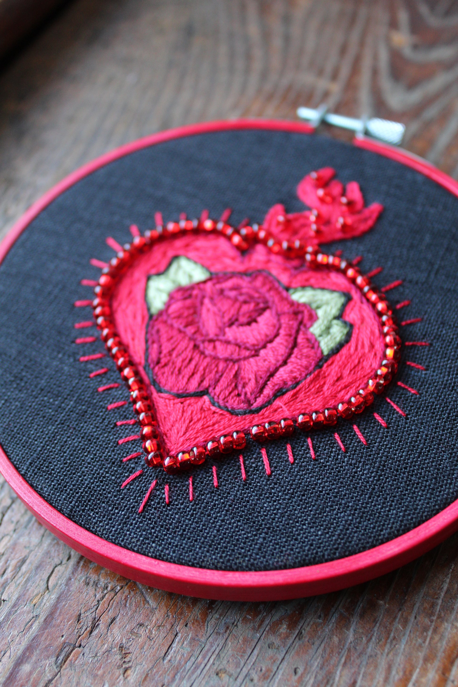 poppies embroidery, angled front hoop art