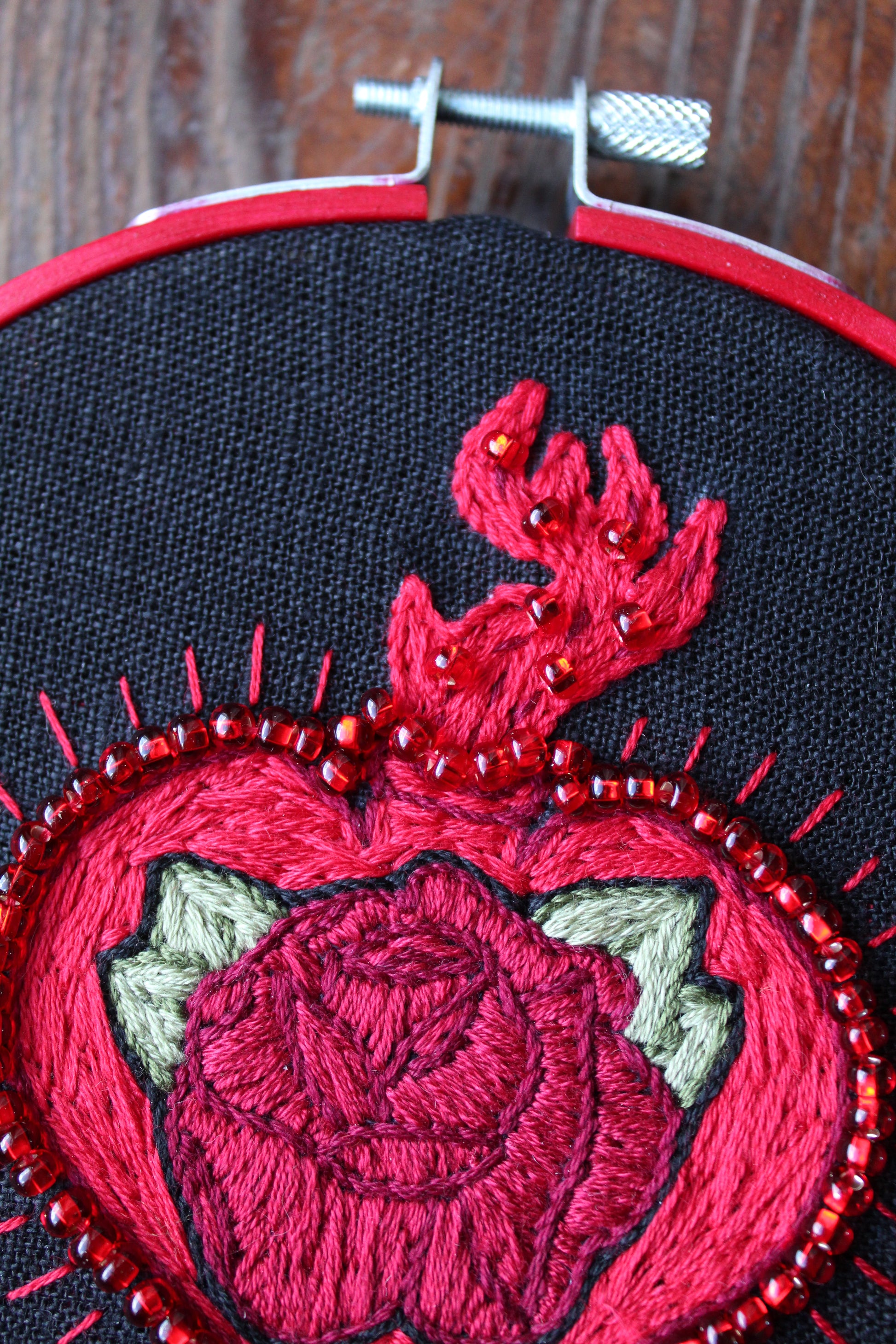 poppies embroidery, close up  hoop art