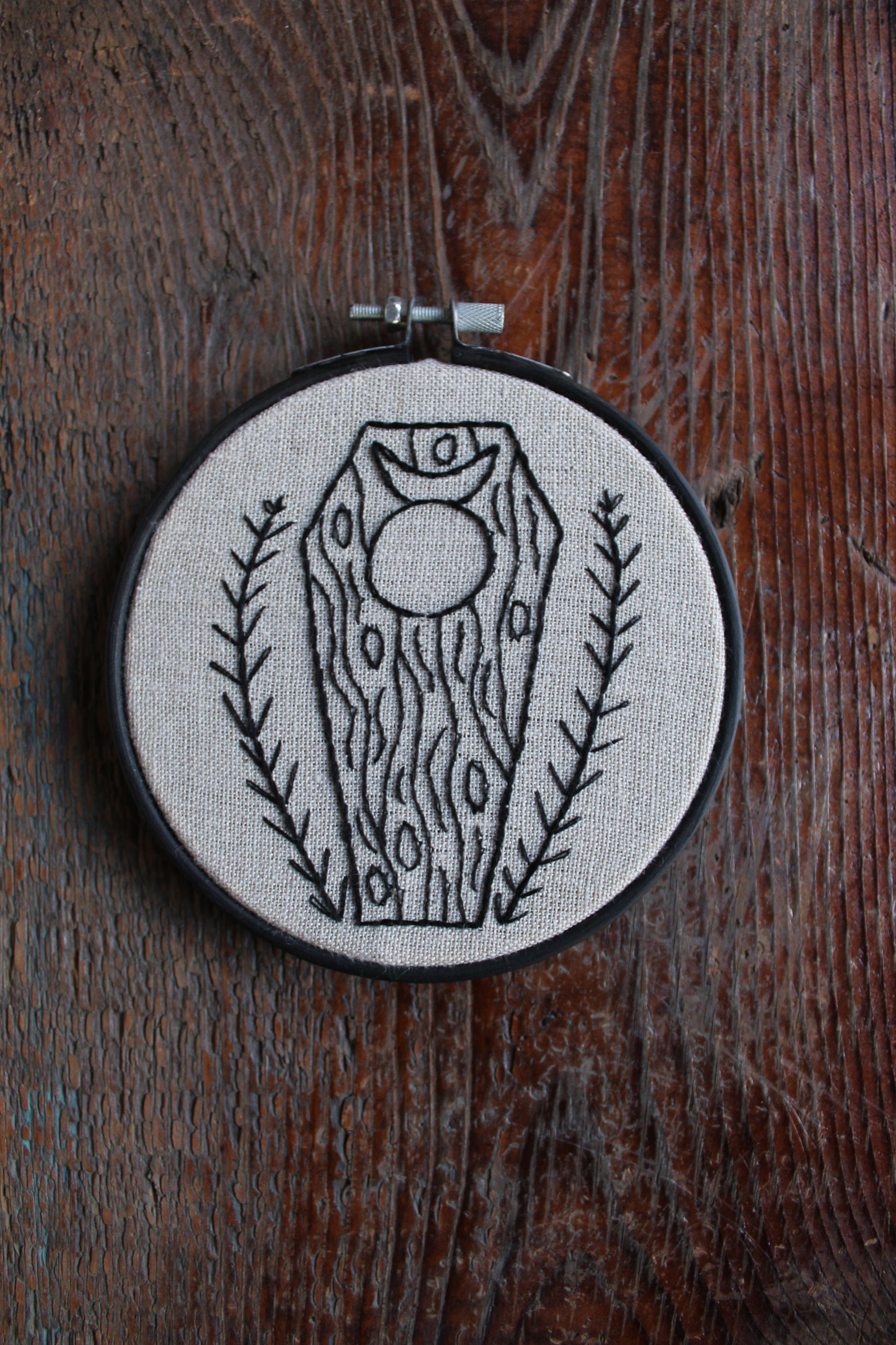 coffin embroidery, front hoop art